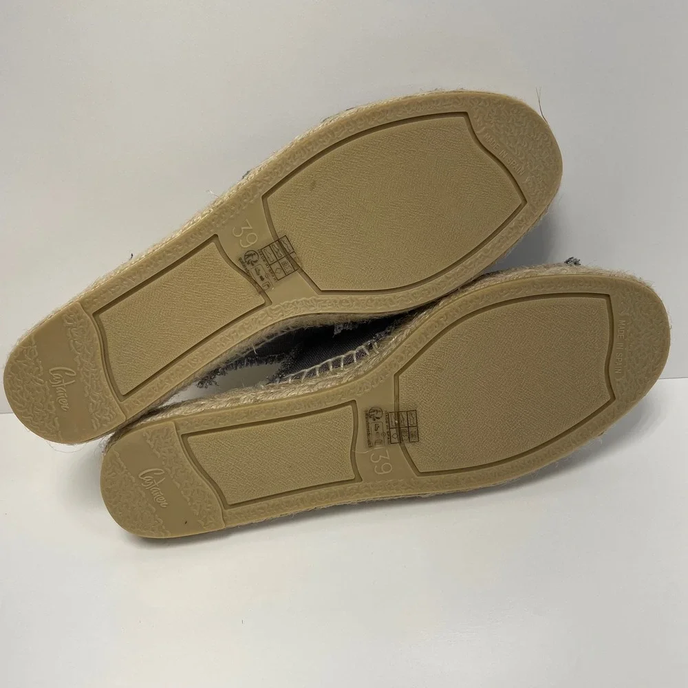 Castaner Palmera Charcoal Grey Frayed Canvas Espadrille Slide Sandals EU 39 US 8